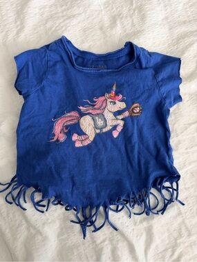 Tiny Turnip Dodgers girls unicorn Tshirt 3T